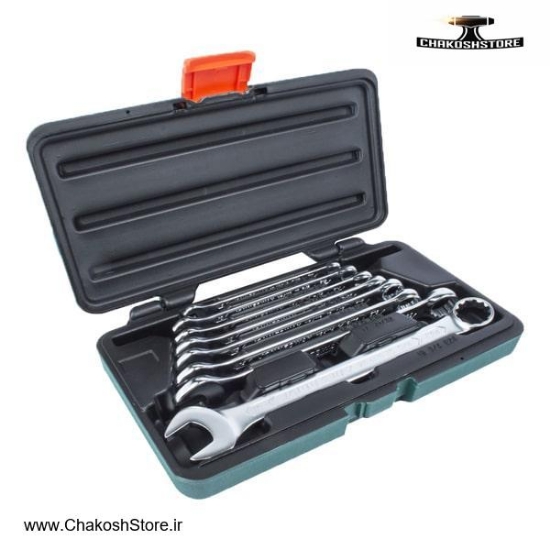 تصویر   ست آچار یکسر تخت یکسر رینگ جانزوی 8 عددی مدل W84108S