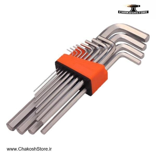 تصویر   ست آچار آلن شش گوش داناپلاس کارتی فوق بلند 12 عددی مدل DXL57212