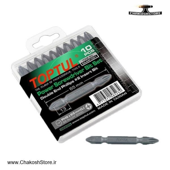 تصویر   سر پیچ گوشتی تاپ تول دو سر چهارسو 10 عددی مدل GAAW1001