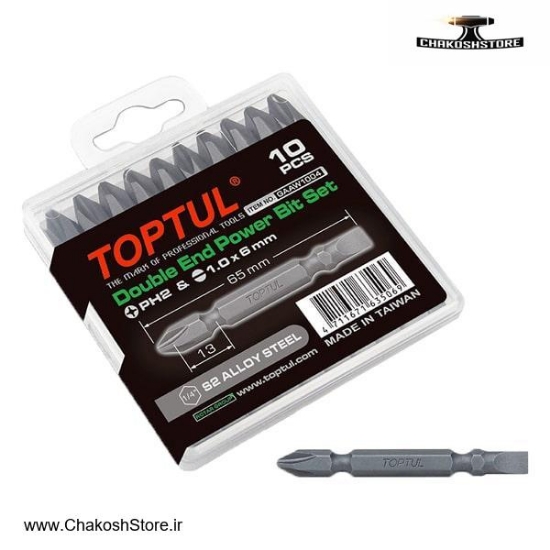 تصویر   سر پیچ گوشتی تاپ تول دوسو و چهارسو 10 عددی مدل GAAW1004