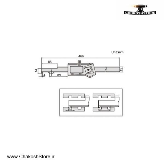 تصویر   کولیس دیجیتال شیار اینسایز 30 سانتی متر لبه دار مدل 300-1122