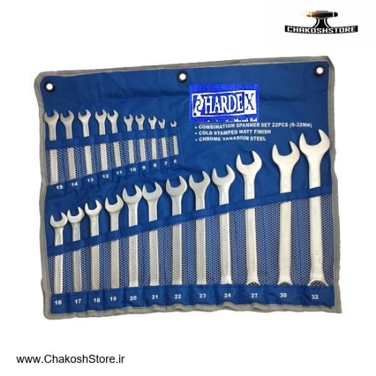 تصویر   ست آچار یک سر تخت یک سر رینگ هاردکس 22 عددی