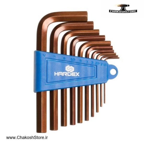 تصویر   ست آچار آلن هاردکس شش گوش کارتی کوتاه 10 عددی