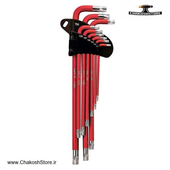 تصویر   ست آچار آلن ستاره ای هیوندای فوق بلند 9 عددی مدل HT395