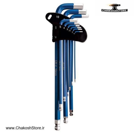 تصویر   ست آچار آلن هیوندای شش گوش فوق بلند 9 عددی مدل HT290