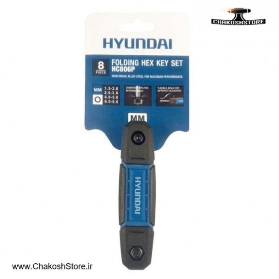 تصویر   آچار آلن شش گوش هیوندای چاقویی 8 عددی مدل HC806P