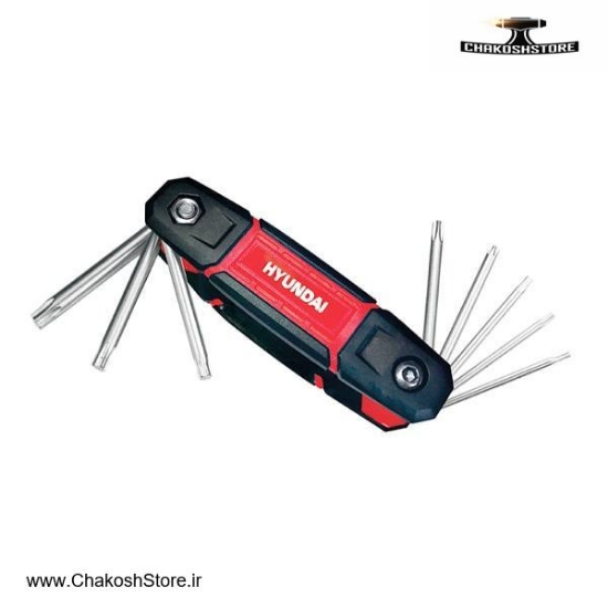 تصویر   ست آچار آلن ستاره ای هیوندای چاقویی 8 عددی مدل HC708P