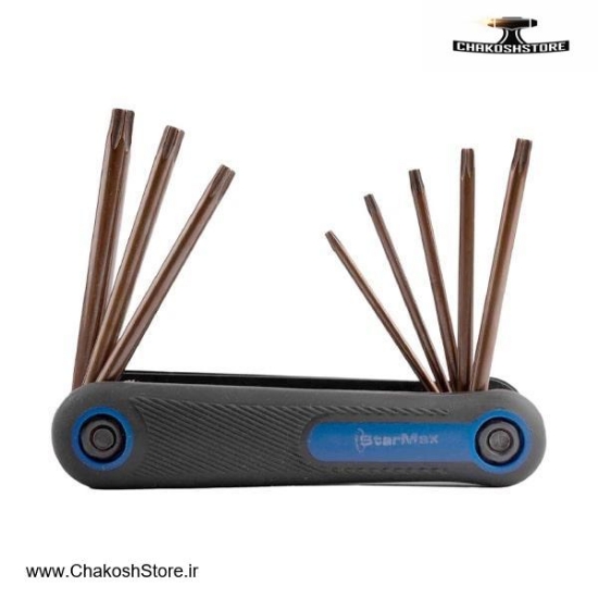 تصویر   ست آچار آلن ستاره ای استارمکس چاقویی S2 مدل SHK-18SS08SF