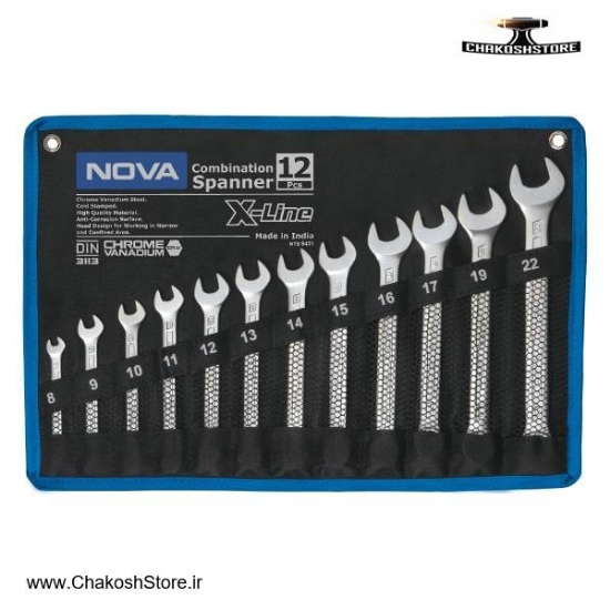 تصویر   ست آچار یکسر تخت و یکسر رینگ 12 عددی نووا مدل 9431