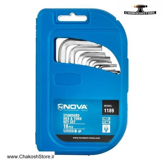 تصویر   ست آچار آلن کوتاه 18 عددی نووا مدل 1189