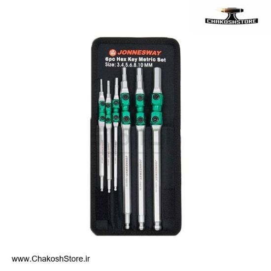 تصویر   مجموعه آچار آلن سر گرد و شش گوش جانزوی بازویی 6 عددی مدل H06W106S