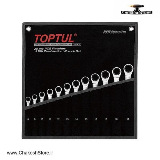 تصویر   ست آچار یکسر تخت یکسر رینگ جغجغه 12 عددی تاپ تول مدل GPAQ1202