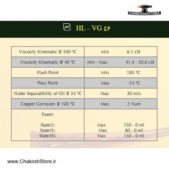 تصویر   روغن هیدرولیک آبشار مدل HL-VG46