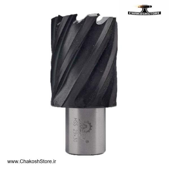 تصویر   مته گرد بر دریل مگنت ای اس تی پاور HSS TiAlN تیتانیوم روکش مشکی طول 30 میلی متر