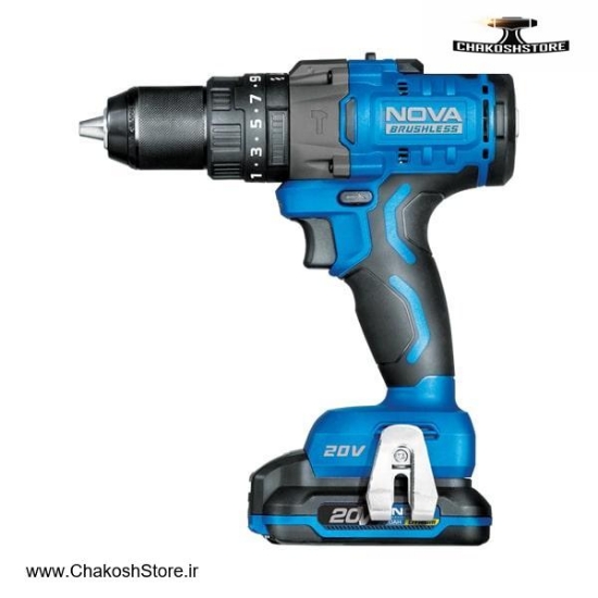 تصویر   دریل شارژی چکشی نووا براشلس لیتیوم 20 ولت مدل 7727