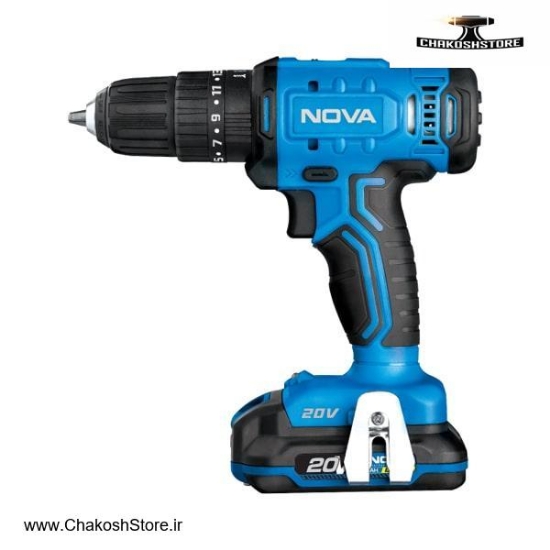 تصویر   دریل شارژی چکشی نووا لیتیوم 20 ولت مدل 7720