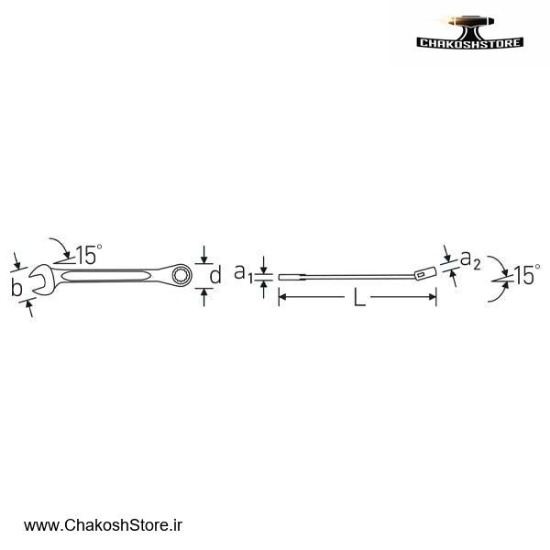 تصویر   ست آچار یکسر تخت و یکسر رینگی جغجغه ای اشتایویل 5 عددی ضامن دار مدل 96411705