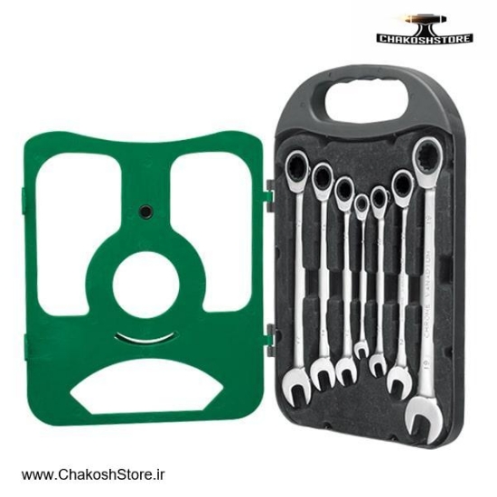 تصویر   ست آچار یکسر تخت یکسر رینگ جغجغه برلیون 7 عددی مدل 081537007