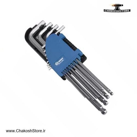 تصویر   آچار آلن سر گرد BOOHER کارتی فوق بلند 12 عددی مدل 2010299