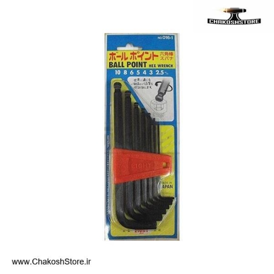 تصویر   ست آچار آلن ایت 6 گوش و سر گرد کارتی بلند 7 عددی مدل 1-016