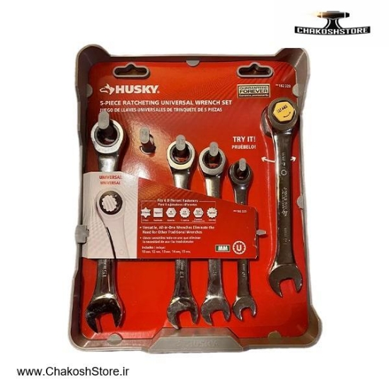 تصویر   ست آچار یکسر تخت یکسر رینگ جغجغه هاسکی 5 عددی مدل 182223